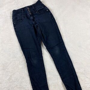 Silver Crush High Waisted Dark Blue/Black Skinny Jeans Size 1/2 (Small)